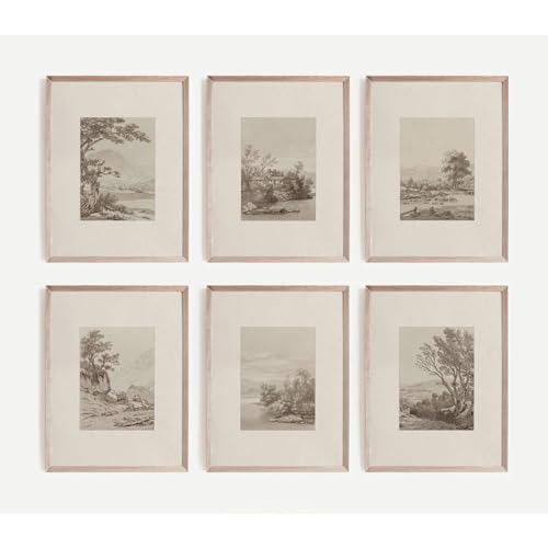 Joocrise Neutral Wall Art Decor Set of 6 Vintage Canvas Wall Art Rustic Farmhouse Wall Art Botanical Prints Country Pictures Neutral Vintage Artwork for Living Room Bedroom 12x16 Inch Unframed - color: Neutral Vintage Prints, size: 12x16 inch Unframed