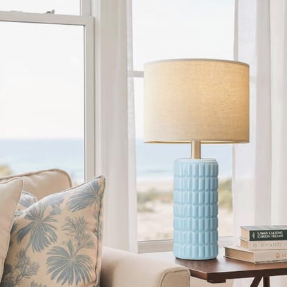 Seealle 23" Modern Ceramic Table Lamps, Lamps for Bedroom, Sky Blue - color: Sky Blue