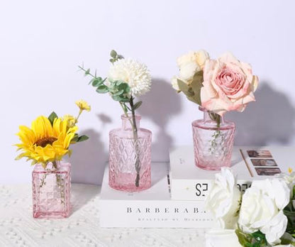 36pcs Pink Glass Bud Vase Set, Small Flower Vases for Centerpieces in Bulk - color: Pink, size: 36pcs