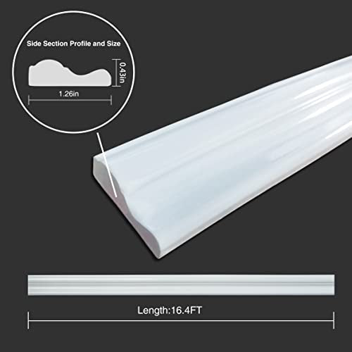 Colamo 16.4FT White Peel and Stick Trim Caulk Strip,Flexible Self Adhesive Moldings & Trims for Wall/Mirror/Ceiling/Window and Door Frame,Stick on Backsplash Tile Trimming, Sticky Edge,Side Body Trim - color: White