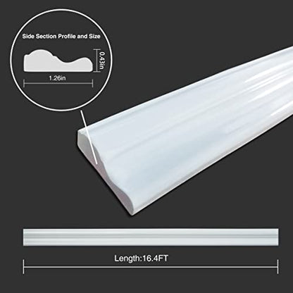 Colamo 16.4FT White Peel and Stick Trim Caulk Strip,Flexible Self Adhesive Moldings & Trims for Wall/Mirror/Ceiling/Window and Door Frame,Stick on Backsplash Tile Trimming, Sticky Edge,Side Body Trim - color: White