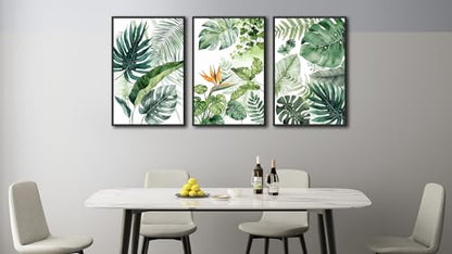 Large Framed Botanical Wall Art, Tropical Plants Canvas Prints, 16"x24"x3 - color: green, size: 16"x24"x3 Framed