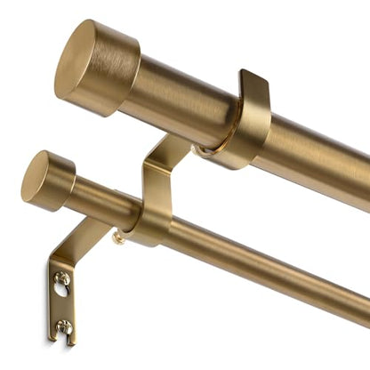 Double Curtain Rod, 36-76 Inch Warm Gold Heavy Duty Dual Rods - color: Warm Gold, size: 36"-76"