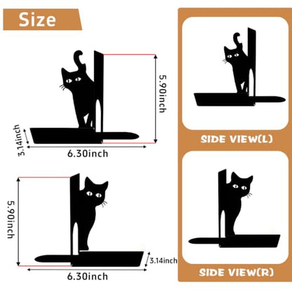 Decorative Black Cat Bookends, Metal