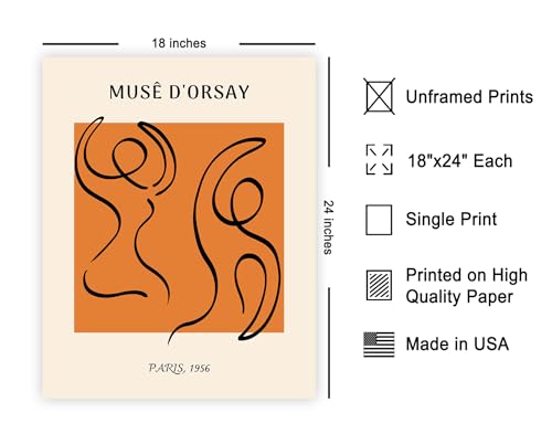 Poster Master Vintage Poster - Retro Line Figure Print - Line Drawing Art - Minimal Gift for Him, Her, Men, Women - Abstract Decor for Office, Bedroom, Living Room, 18x24 Unframed Wall Art - color: Style-12, size: 18"L x 24"W