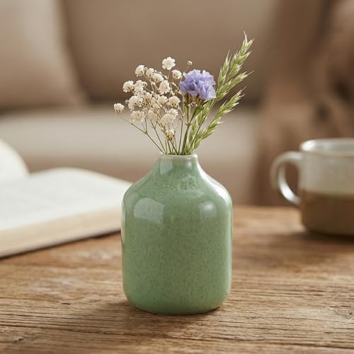 Sunddo Small Green Ceramic Bud Vase, 4 inch - color: Green, size: 4 inch