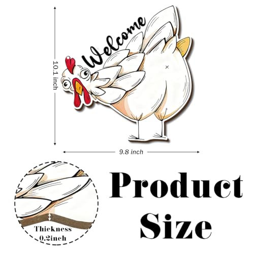 Farmhouse Wall Decor, Funny Chicken Welcome Sign, Cartoon Painting Style Farm Animal Wood Hanging Plaque, Rustic Country Wall Art for Kitchen Porch Patio or Coop Door, 9.8x10.1 Inches - color: Farm 02