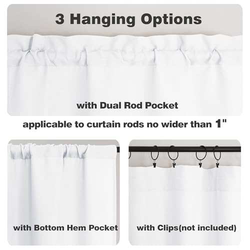 Chyhomenyc 2 Panels White Curtains 24 Inch Length Tier Curtain - color: White, size: 30"W x 24"L (Pack of 2)