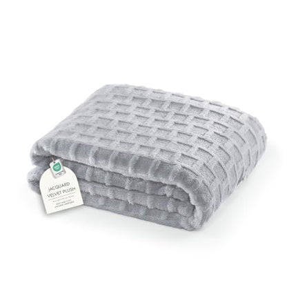 Velvet Plush Jacquard Tile Throw Blanket for Couch - Buttery Soft, Cozy Throw, for Women (Light Gray, 50" x 60") - color: Light Gray