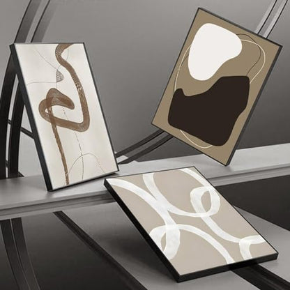 Framed Abstract Black Stroke Lines Canvas Painting,24x32 In - color: White
