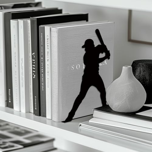 Peacoblue 5.3"x4.3"x7.9" Metal Bookends, Heavy Duty Book Ends for Shelves - style: Baseball
