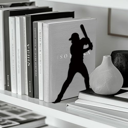 Peacoblue 5.3"x4.3"x7.9" Metal Bookends, Heavy Duty Book Ends for Shelves - style: Baseball