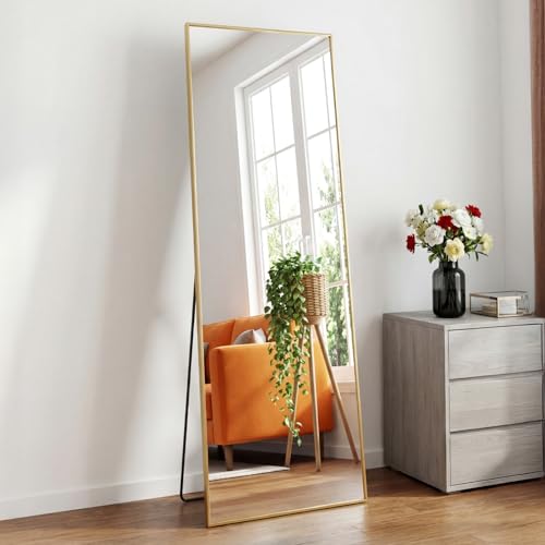 19"x58" Mirror Full Length, Upgraded Body Wall Mirrors - color: Claccic Gold-rect, size: 58"L x 19"W