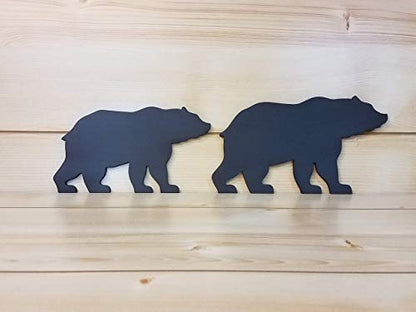 Wooden Black Bear Family Set of 3 | Papa, Mama & Baby Cub | Rustic Cabin Wall Décor | Woodland Lodge Bear Silhouette Set
