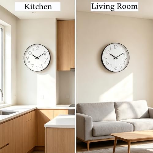 2 Pack Black Wall Clock 12 Inch Modern Silent Battery Operated Wall Clocks - color: 2 Pack - Black, size: 12 Inch
