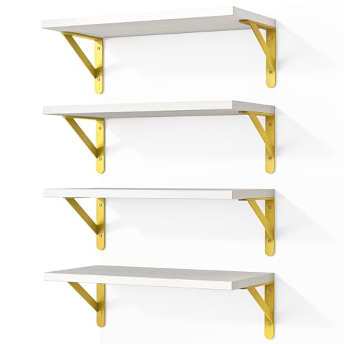 Fixwal Wall Floating Shelves for Home Decor (White, Set of 4, 16.5 Inch) - color: White
