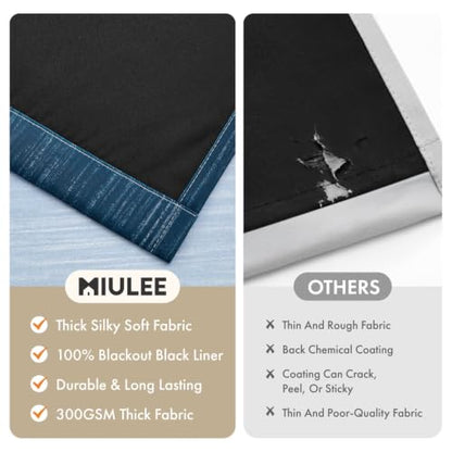 MIULEE Dark Blue and Light Blue Ombre Blackout Curtains 52Wx63L Set of 2 - color: Dark Blue and Light Blue, size: 52"W x 63"L (Pack of 2)