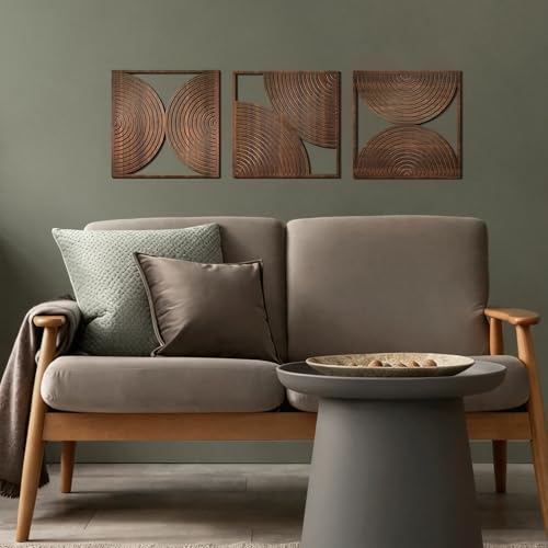 Yerliker 3 Pcs Modern Wall Decor, Mid Century, 11.8 x 11.8 x 0.2 Inch - size: 11.8 x 11.8 x 0.2 Inch, style: Mid Century