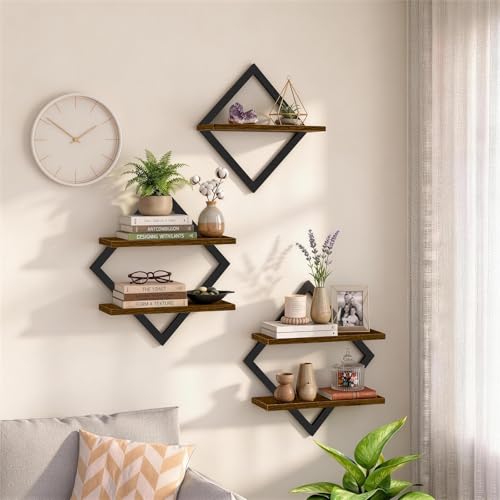Floating Shelves for Wall, Set of 3 Hanging Shelves, Rustic Brown - size: 3-Pack