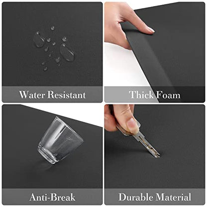 HappyTrends 2 PCS Kitchen Mat Cushioned Anti-Fatigue Floor Mat - color: Black, size: 17.3"x39"+17.3"x39"