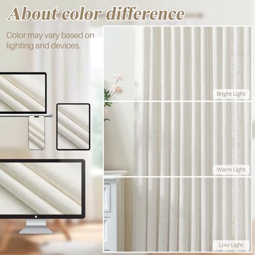 AUSSPVOCT Pinch Pleated Extra Wide Curtains for Living Room 90 Inch Long - color: Beige White, size: 40"W x 90"L (Pack of 2)