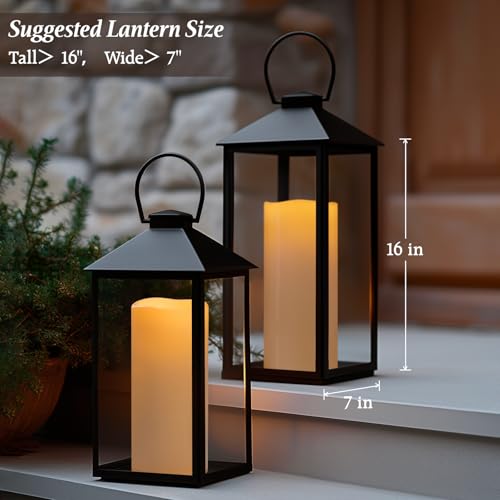 5" x 14" Large Waterproof Outdoor Flameless Candles Battery Operated LED Flickering Pillar Candles with Remote and Timer for Indoor Outdoor Lanterns, Off White, Long Lasting, Set of 2 - color: Off-White, size: 5" x 14"