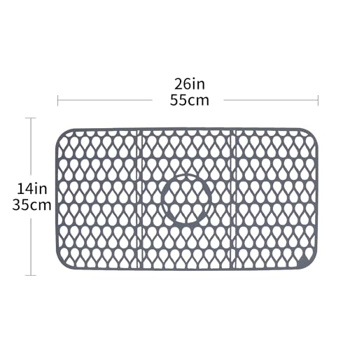 NICE DAY Sink Mat, Sink Protectors for Kitchen Sink By Better Housewares Wok Stand Strong Adsorption And Skid Resistance PVC Free Silicone Sink Mat (Extra Large: 26"x14") - size: 26" x 14"