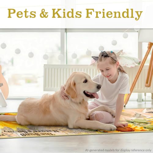 AooHHooA 2x6 Sunflower Runner Rug, Washable Hallway Runner Rug, Yellow - color: Sunflower-2, size: 2' x 6' (Runner)