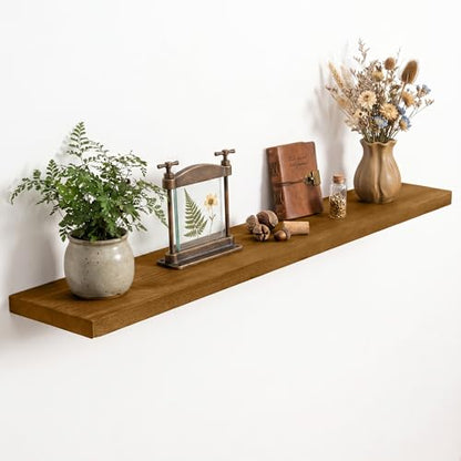 Solid Wood Floating Shelves for Wall 48 inch,Walnut Wooden Shelf Set of 1 - color: Walnut, size: 48inches-1P