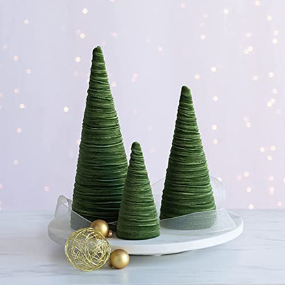 Your Heart's Content Olive Green Velvet Trees Set of 3 (Olive) - color: Olive