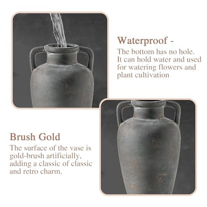 Ceramic Flower Vase with Handles, 11 Inch Tall Farmhouse Vase - color: 103-4-11.4in