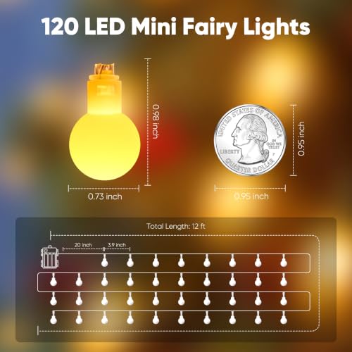 Minetom Battery Operated String Lights, Total 120 LEDs Classroom Lights - color: Warm White, size: 2 Pack