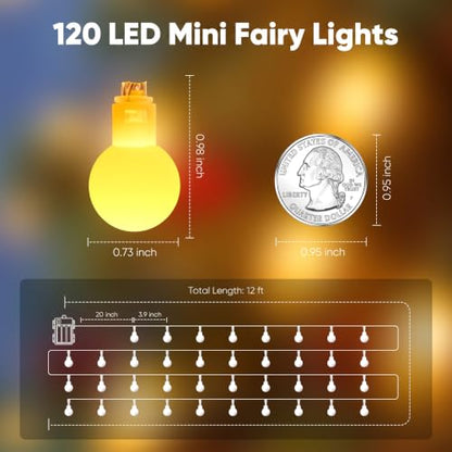 Minetom Battery Operated String Lights, Total 120 LEDs Classroom Lights - color: Warm White, size: 2 Pack