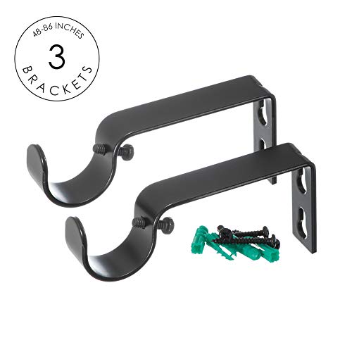 Ivilon Drapery Treatment Window Curtain Rod - Square Design 1 1/8 Rod. 48 to 86 Inch. Black - size: 48 to 86 in.
