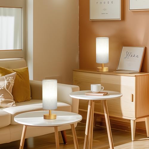 Table Lamps Set of 2 （Cream Shade- Gold Base, 11.6" Inline Control） - color: Cream Shade-Gold Base 2pcs, size: 11.6" Inline Control