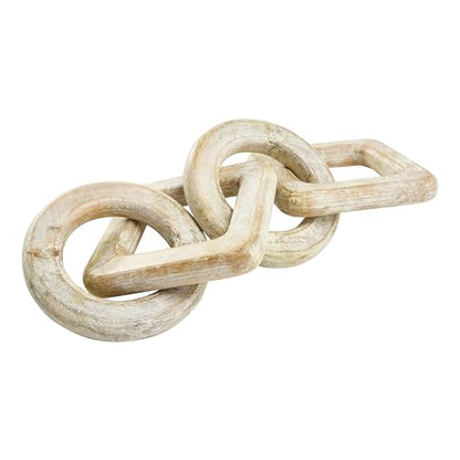 Creative Co-Op Mango Wood Chain Decor, Whitewashed