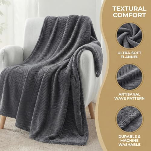 Exclusivo Mezcla Soft Fleece Blanket Queen Size for Bed, Sofa, Dark Grey - color: Dark Grey, size: Queen ( 90x90 IN )