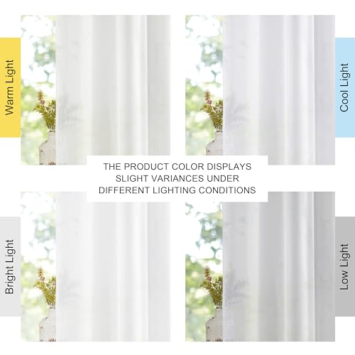 NICETOWN Bedroom Sheer Curtains 54 inch Length - Grommet Top Voile Textured Window Curtains Light and Airy Drapes for Cafe/Loft/Nursery (W54 x L54, 1 Pair, White) - color: White, size: 54"W x 54"L (Pack of 2)
