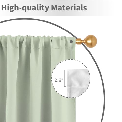 Sage Green Curtains, Ombre, 2 Panels, 42" W x 63" L, Rod Pocket - color: Sage Green, size: 42"W x 63"L (Pack of 2)