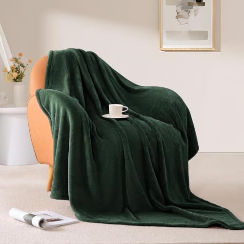 BEAUTEX Fleece Blanket King Size Soft Flannel Throw Lightweight Fuzzy - color: Emerald Green, size: King