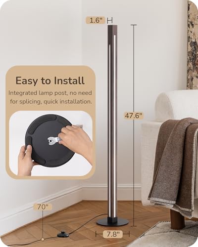 EDISHINE Wooden Corner Lamp with Remote, Dual Lighting, 7CCT & Dimmable - color: Dark Walnut