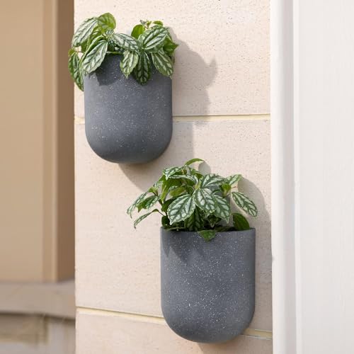 LA JOLIE MUSE Wall Planters for Indoor Plants, Hanging Flower Pots, 2 Pack - color: Gray