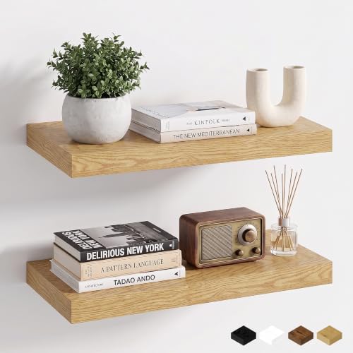 Fun Memories Floating Shelves for Wall, 20"x 8" Deep Wall Shelf, Oak - color: Oak, size: 20"W x 8"D