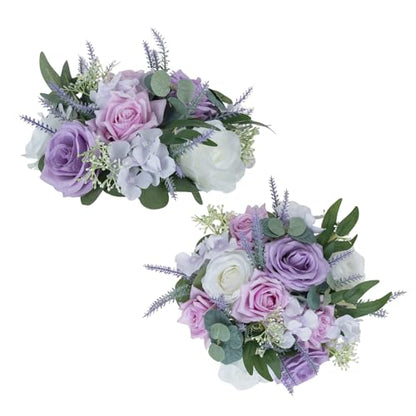 Flower Centerpieces for Wedding Tables: Purple and White, 2Pcs - color: Purple & White, size: 2 PCS