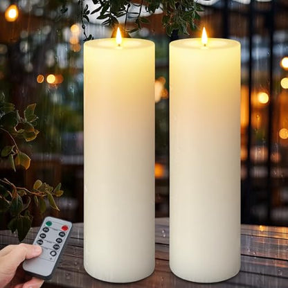 12"×4" Large Outdoor Flameless LED Candles, IP45 Waterproof, White 2 Pack - color: White, size: 12 X 4in-2Pack