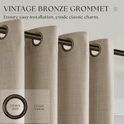 Taupe Linen Semi Sheer Bronze Grommet Privacy Curtains 72 Inch Long - color: Burlywood Birch, size: 52"W x 72"L (Pack of 2)