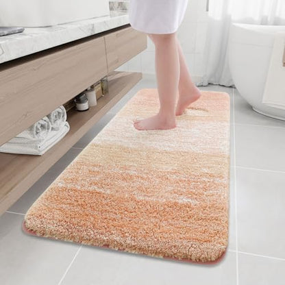 Arotive Microfiber Bathroom Rugs, Shaggy Soft Absorbent Bath Rug, 59x24 - color: Peach, size: 59" X 24"