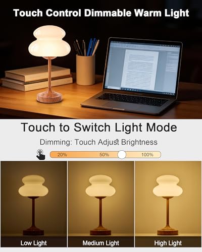 UMEXUS 13" Modern Small Cordless Table Lamp, Rechargeable Battery Operated