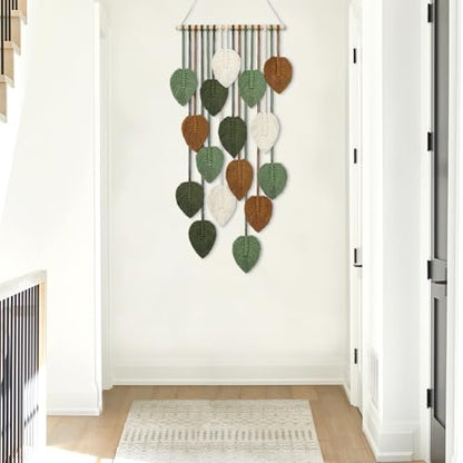 Vertical Macrame Wall Hanging Boho Home Decor Long Narrow Chic Wall Art - color: 16.5"W x 37.5"L