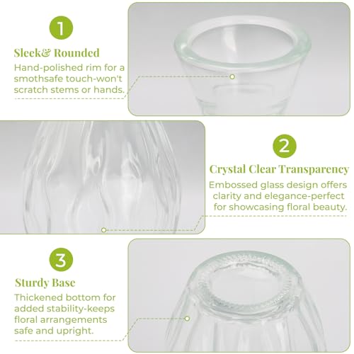 12 Pack Bud Vase in Bulk - BEAHOT Clear Flower Vases for Wedding Decorations, Glass Vase for Table Decorations, Small Vase for Home, Mother's Day, Centerpieces, Party, Office (Clear)
